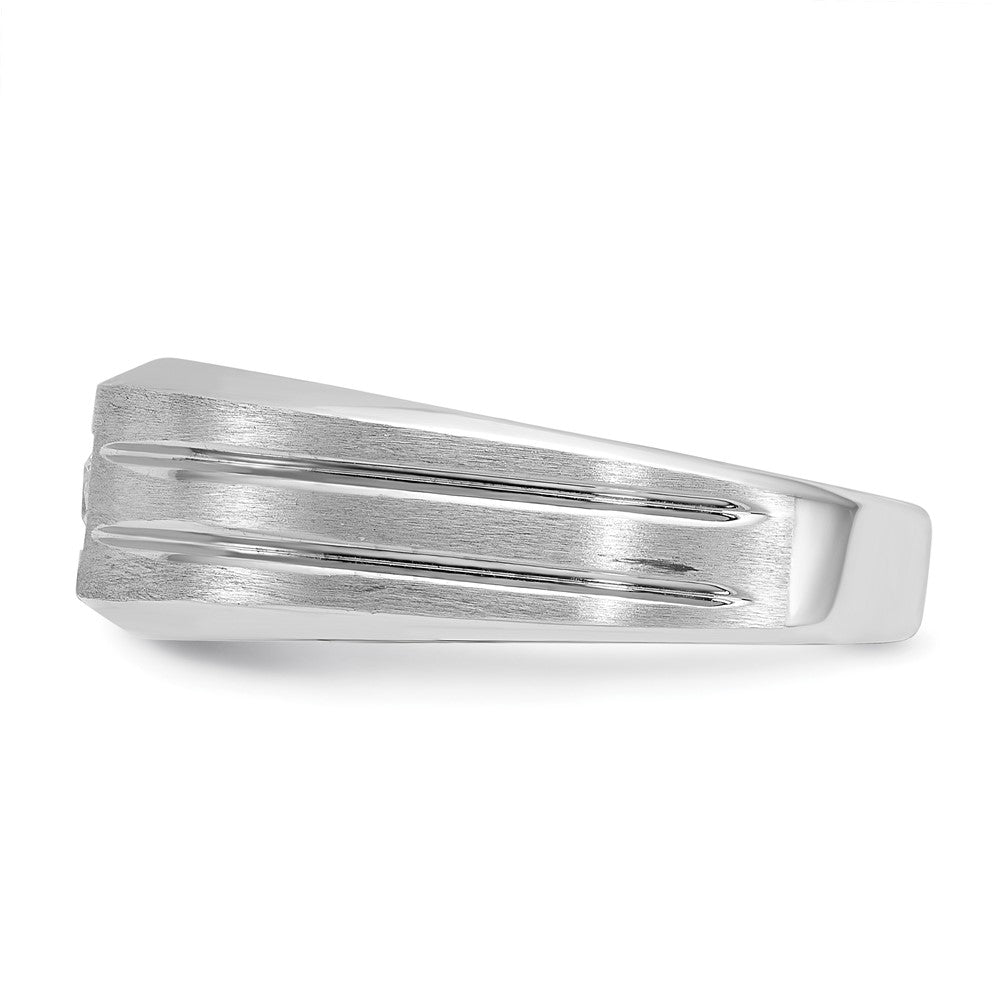 14k White Gold Men's Polished and Satin 1/6 carat Diamond Complete Ring