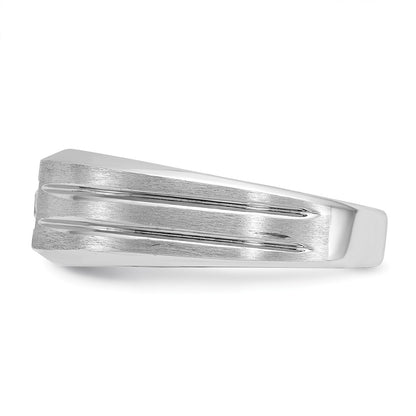 14k White Gold Men's Polished and Satin 1/6 carat Diamond Complete Ring