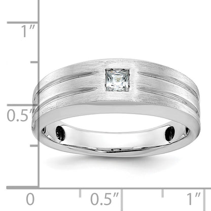 14k White Gold Men's Polished and Satin 1/6 carat Diamond Complete Ring