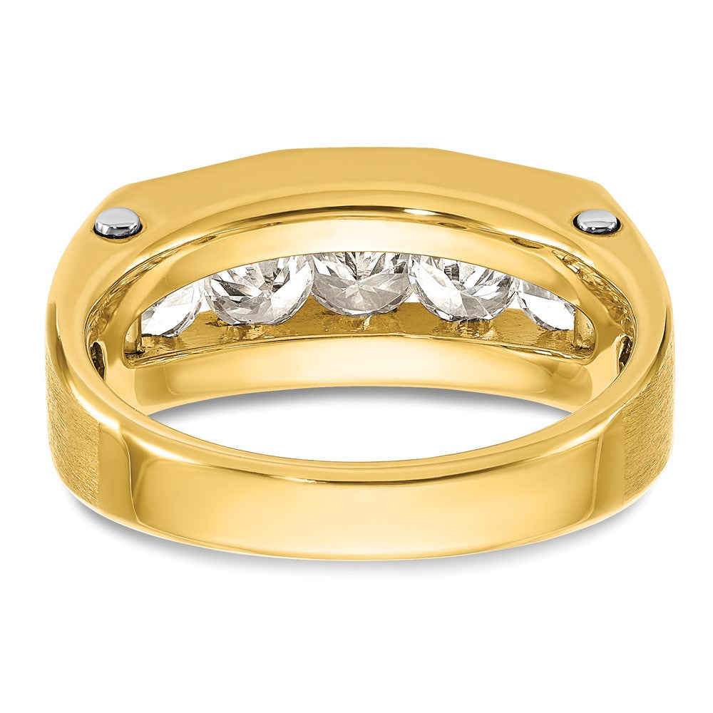 14k Two-tone Two Tone 1 1/2 Ct. Lab Grown Diamond VS/SI+ G+ Five Stone Polished and Satin Men's Ring