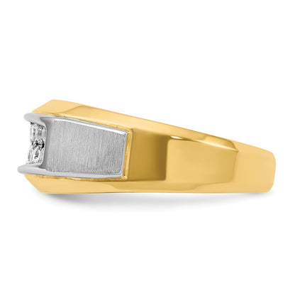 14k Two-tone Gold Men's Polished and Satin 1/2 carat Diamond Complete Ring