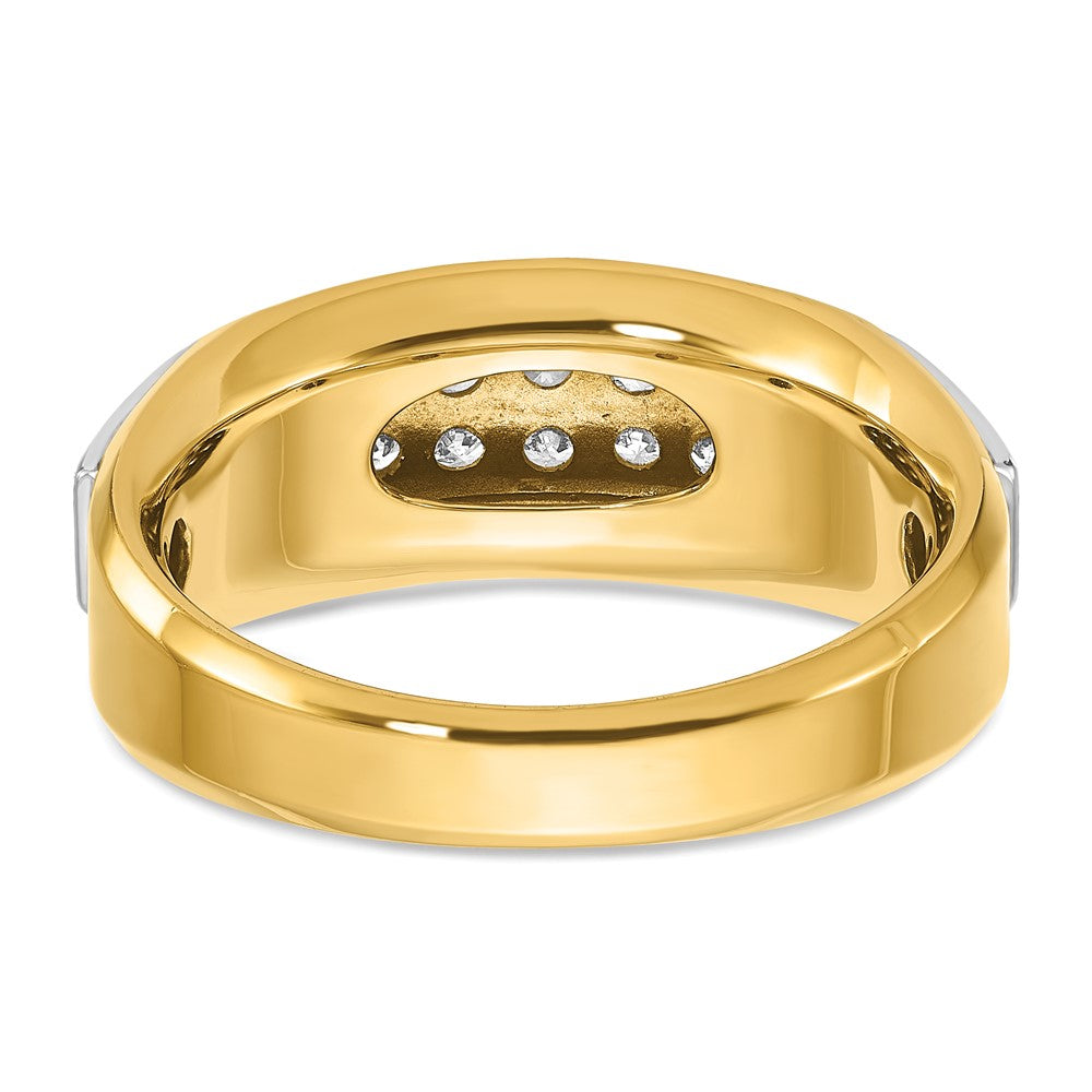 14k Two-tone Gold Men's Polished and Satin 1/2 carat Diamond Complete Ring