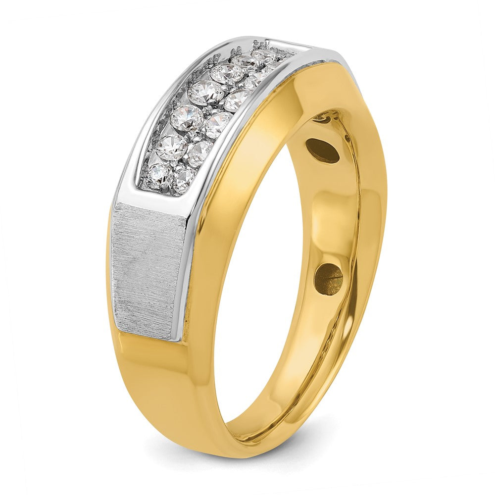 14k Two-tone Gold Men's Polished and Satin 1/2 carat Diamond Complete Ring