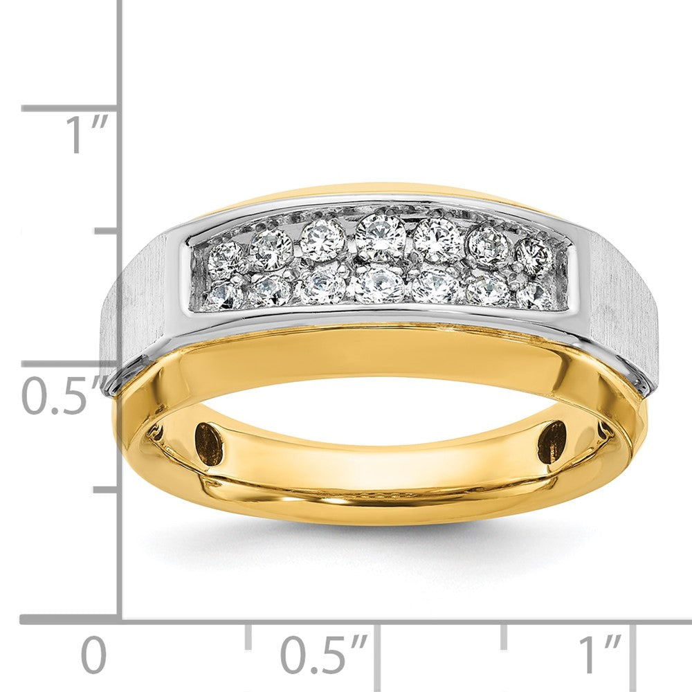 14k Two-tone Gold Men's Polished and Satin 1/2 carat Diamond Complete Ring