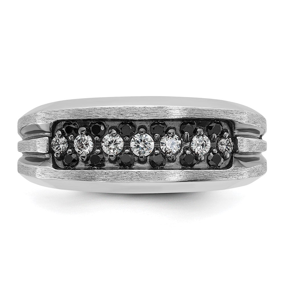 14k White Gold with Black Rhodium Men's 1/2 carat Black/White Diamond Complete Ring