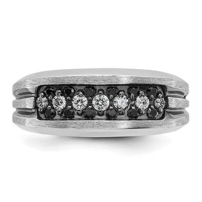 14k White Gold with Black Rhodium Men's 1/2 carat Black/White Diamond Complete Ring