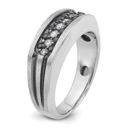 14k White Gold with Black Rhodium Men's 1/2 carat Black/White Diamond Complete Ring