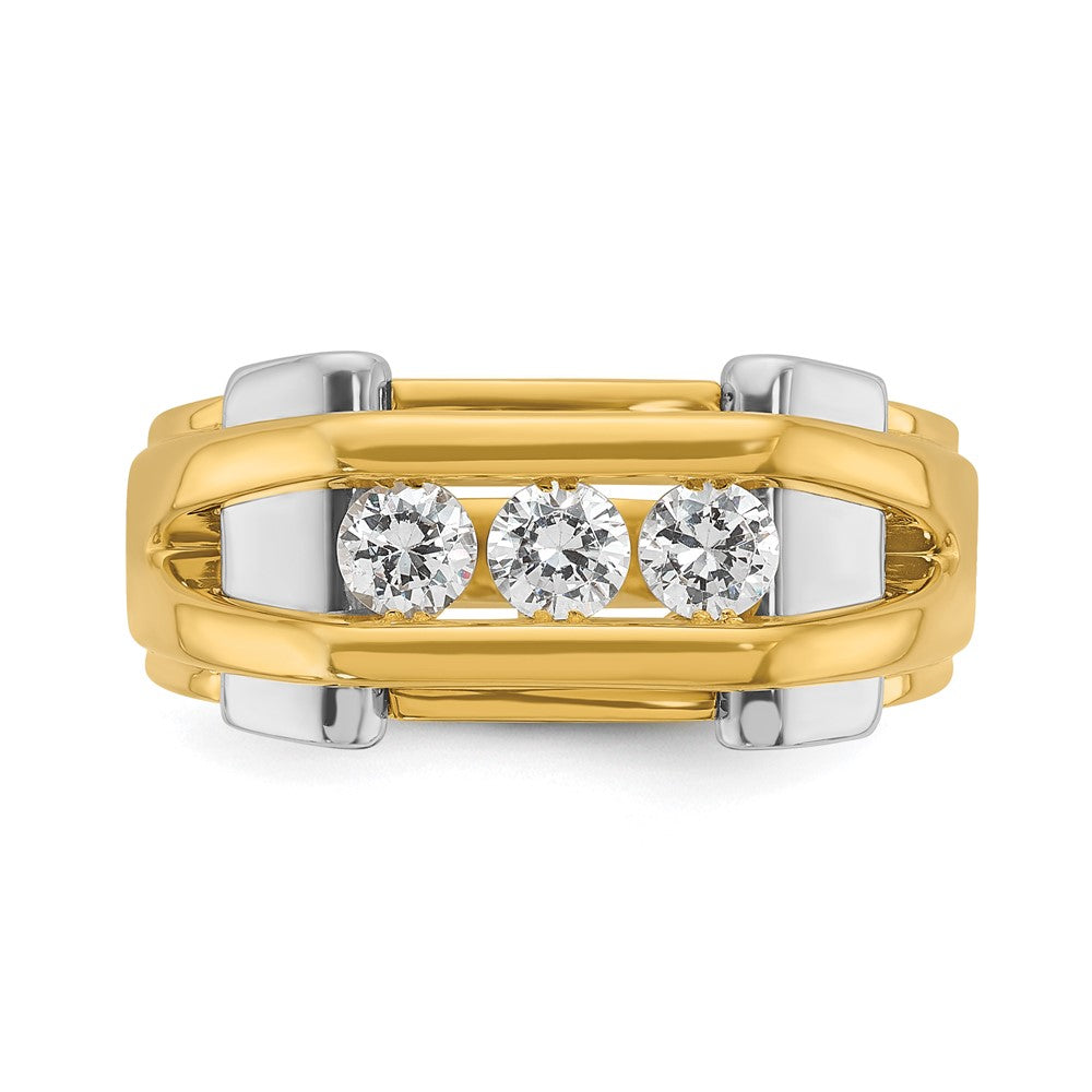 14k Two-tone Two Tone 1/2 Ct. Lab Grown Diamond VS/SI+ G+ Three Stone Men's Ring