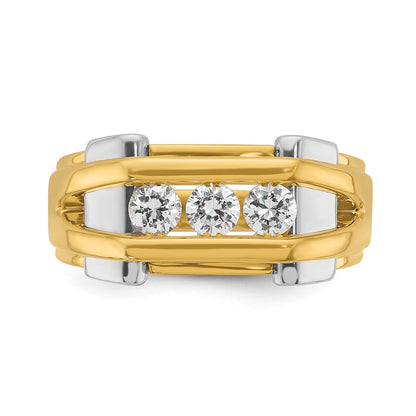 14k Two-tone Two Tone 1/2 Ct. Lab Grown Diamond VS/SI+ G+ Three Stone Men's Ring