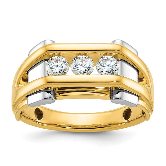 14k Two-tone Two Tone 1/2 Ct. Lab Grown Diamond VS/SI+ G+ Three Stone Men's Ring