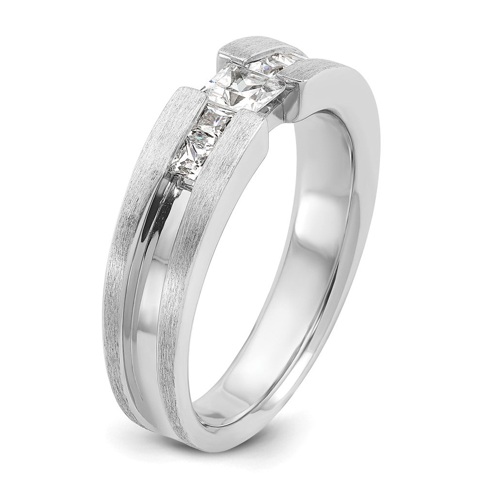 14k White Gold Men's 3/4 carat Diamond Complete Ring