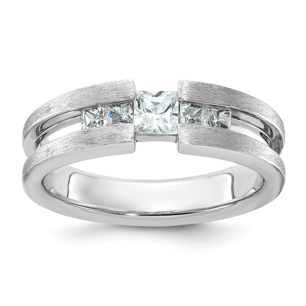 14k White Gold Men's 3/4 carat Diamond Complete Ring