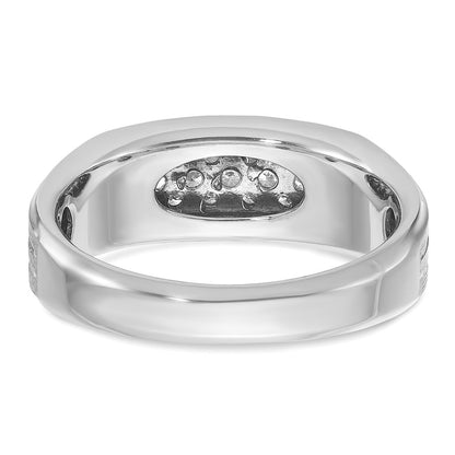 14k White Gold Men's Polished and Satin 1/4 carat Diamond Complete Ring