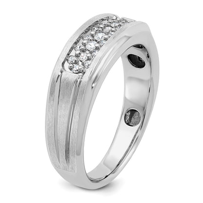 14k White Gold Men's Polished and Satin 1/4 carat Diamond Complete Ring