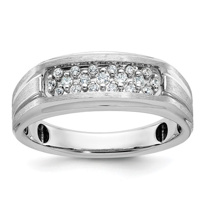14k White Gold Men's Polished and Satin 1/4 carat Diamond Complete Ring