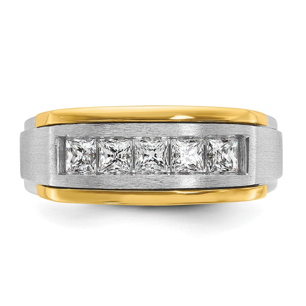 14k Two-tone Two Tone 1 Ct. Lab Grown Diamond VS/SI+ G+ Polished and Satin Men's Ring