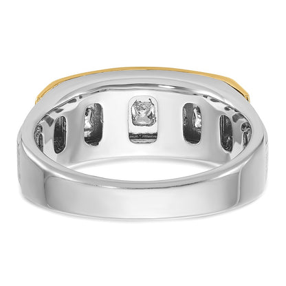 14k Two-tone Two Tone 1 Ct. Lab Grown Diamond VS/SI+ G+ Polished and Satin Men's Ring