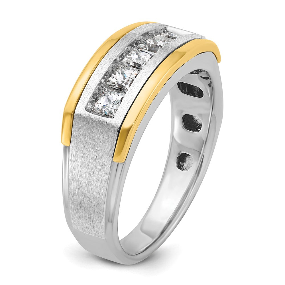 14k Two-tone Gold Men's Polished and Satin 1 carat Diamond Complete Ring