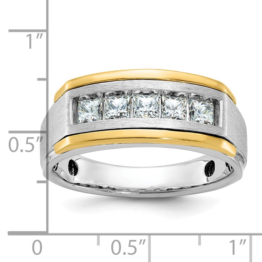 14k Two-tone Gold Men's Polished and Satin 1 carat Diamond Complete Ring