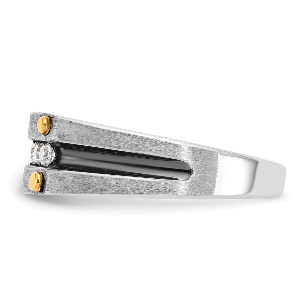 14k Two-tone Gold w/Black Rhodium Men's Satin 1/4 carat Diamond Complete Ring
