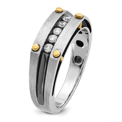14k Two-tone Gold w/Black Rhodium Men's Satin 1/4 carat Diamond Complete Ring