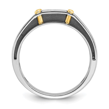 14k Two-tone Gold Men's Polished and Satin 1/5 carat Diamond Complete Ring