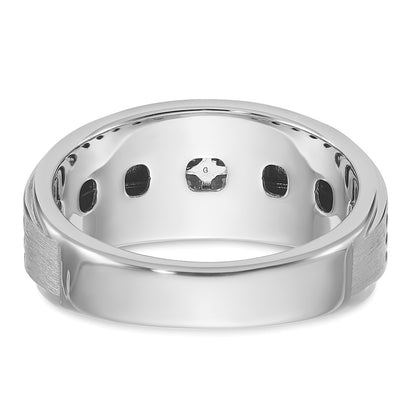 14k White Gold with Black Rhodium 1/3 Ct. Lab Grown Diamond VS/SI+ G+ Polished and Grooved Men's Ring