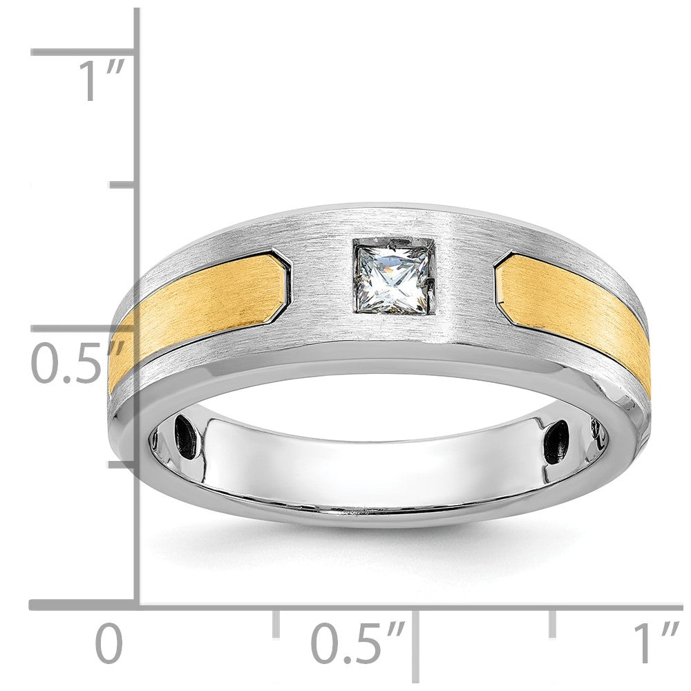14k Two-tone Gold Men's Polished and Satin 1/5 carat Diamond Complete Ring