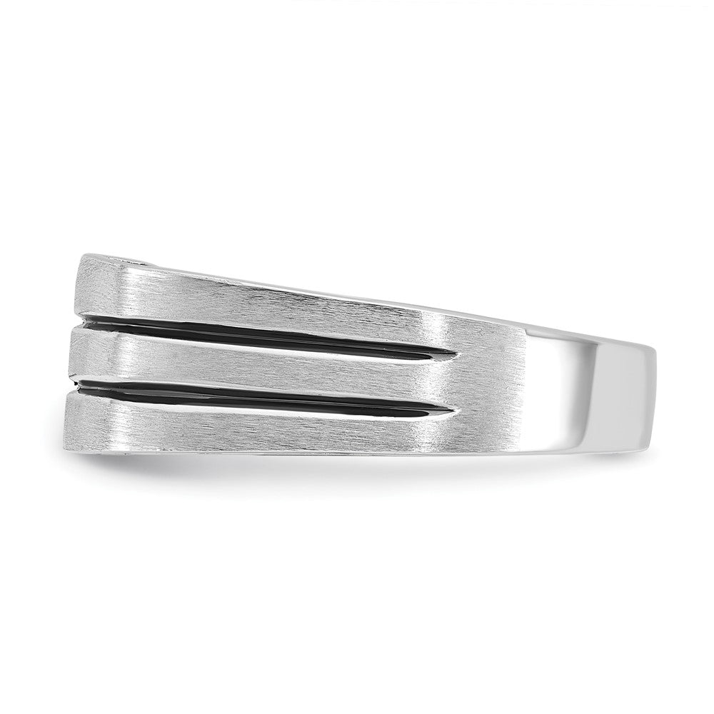 14k White Gold with Black Rhodium Men's Satin 1/3 carat Diamond Complete Ring