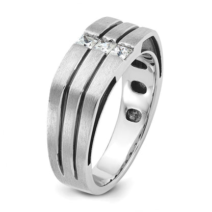 14k White Gold with Black Rhodium Men's Satin 1/3 carat Diamond Complete Ring