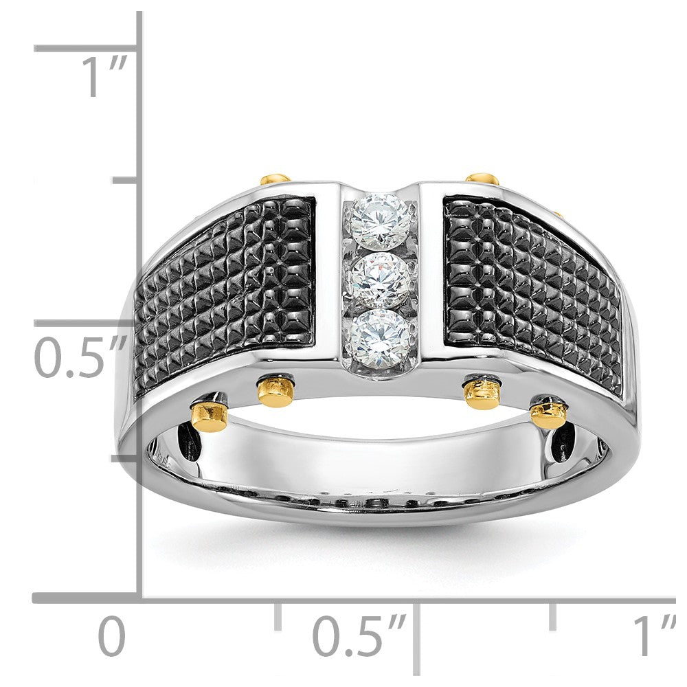 14k Two-tone Gold w/Black Rhodium Men's 1/4 carat Diamond Complete Ring