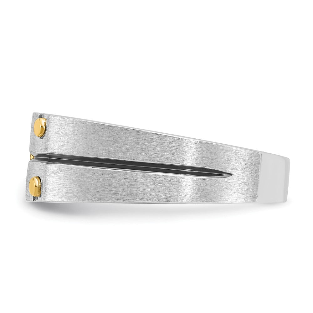 14k Two-tone Gold w/Black Rhodium Men's Satin 1/3 carat Diamond Complete Ring