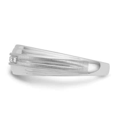 14k White Gold Men's Polished and Satin 1/20 carat Diamond Complete Ring