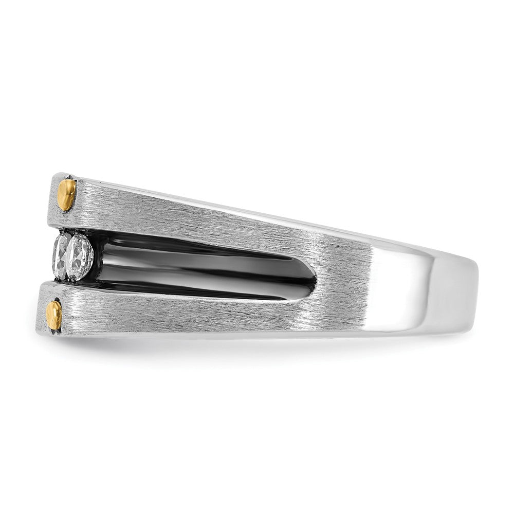 14k Two-tone Gold w/Black Rhodium Men's Satin 1/2 carat Diamond Complete Ring