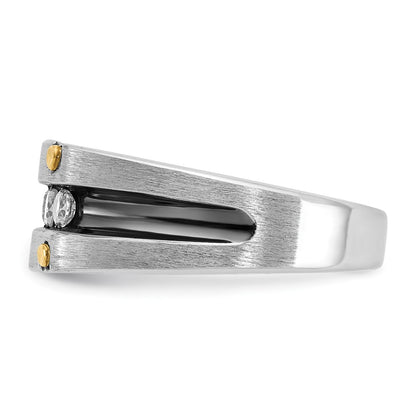 14k Two-tone Gold w/Black Rhodium Men's Satin 1/2 carat Diamond Complete Ring