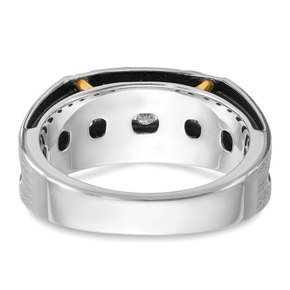 14k Two-tone Gold w/Black Rhodium Men's Satin 1/2 carat Diamond Complete Ring