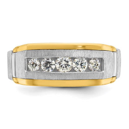 14k Two-tone Gold Men's Polished and Satin 1/2 carat Diamond Complete Ring