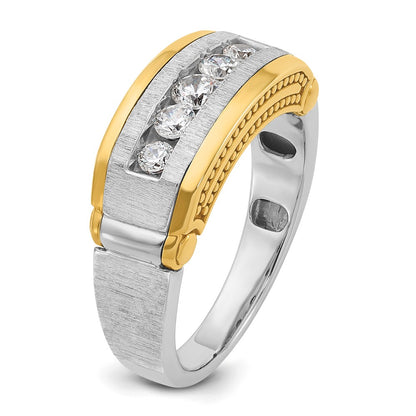 14k Two-tone Gold Men's Polished and Satin 1/2 carat Diamond Complete Ring