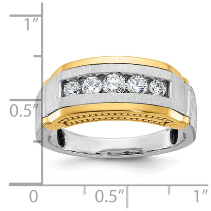 14k Two-tone Gold Men's Polished and Satin 1/2 carat Diamond Complete Ring