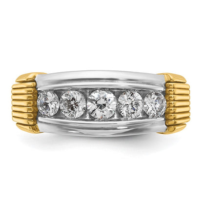 14k Two-tone Gold Men's 1 carat Diamond Complete Ring