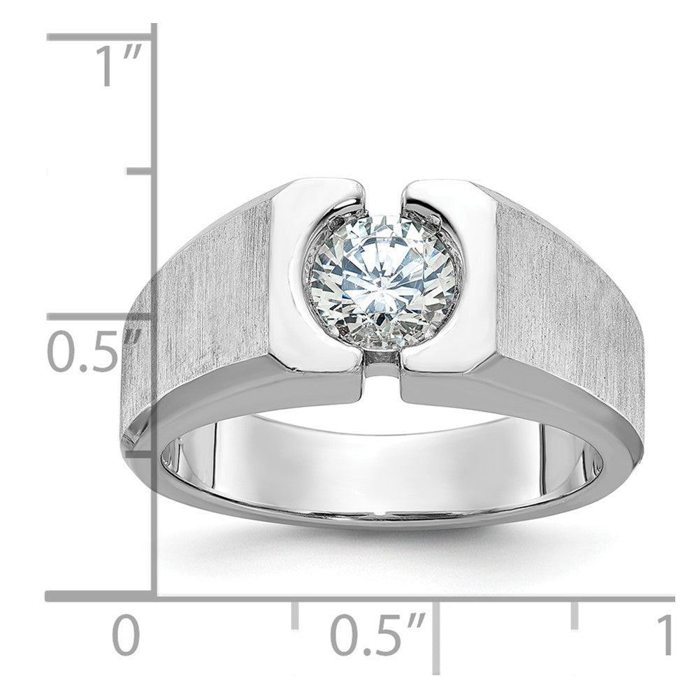 14k White Gold 1 Ct. Lab Grown Diamond VS/SI+ G+ Polished and Satin Men's Ring
