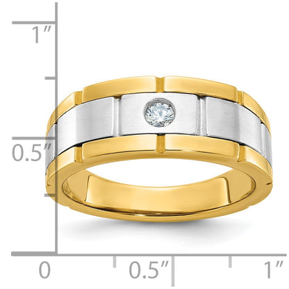 10K Two-Tone Ibgoodman Men'S Polished Satin And Grooved Ring Mounting