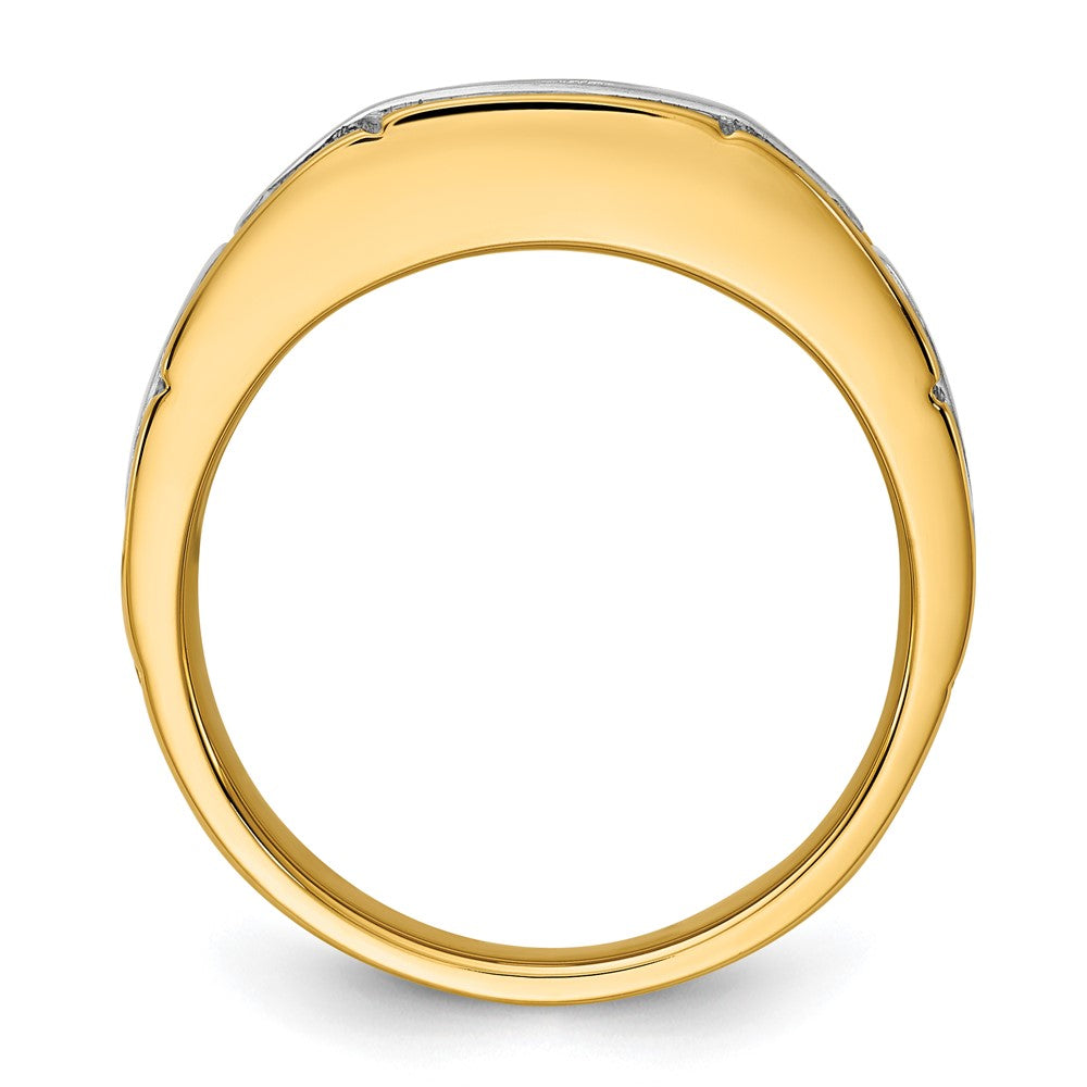 10K Two-Tone Ibgoodman Men'S Polished Satin And Grooved Ring Mounting