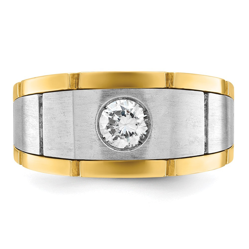 14k Two-tone Gold Men's 1/2 carat Diamond Complete Ring