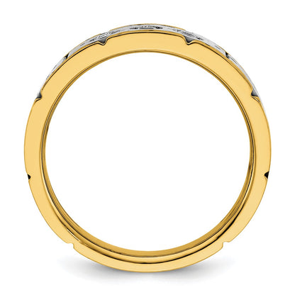 14k Two-tone Two Tone 1/4 Ct. Lab Grown Diamond VS/SI+ G+ Three Stone Men's Ring