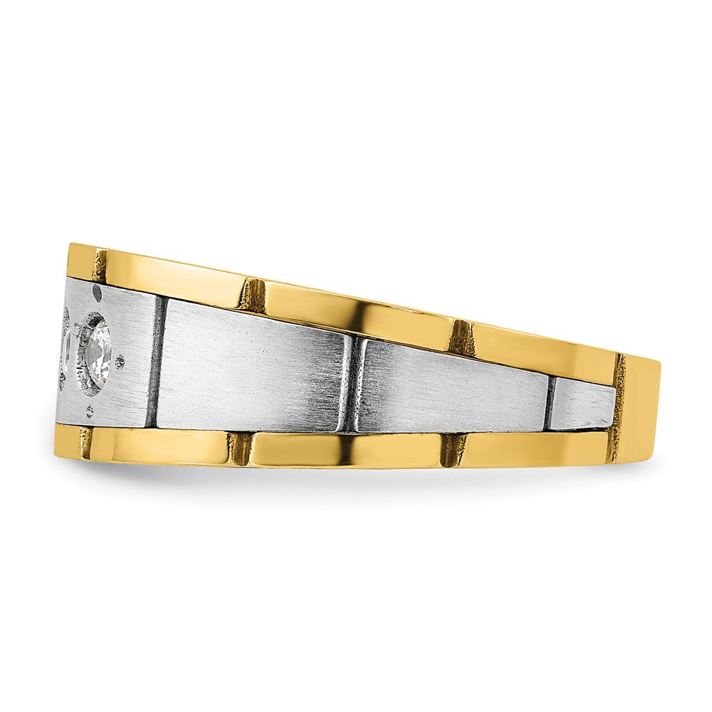 14k Two-tone Two Tone 1/4 Ct. Lab Grown Diamond VS/SI+ G+ Three Stone Men's Ring