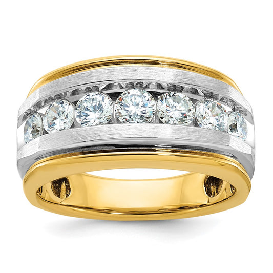 14k Yellow u0026 Rhodium Gold with White Rhodium Men's Satin Finish 1.5 carat Diamond Complete Ring
