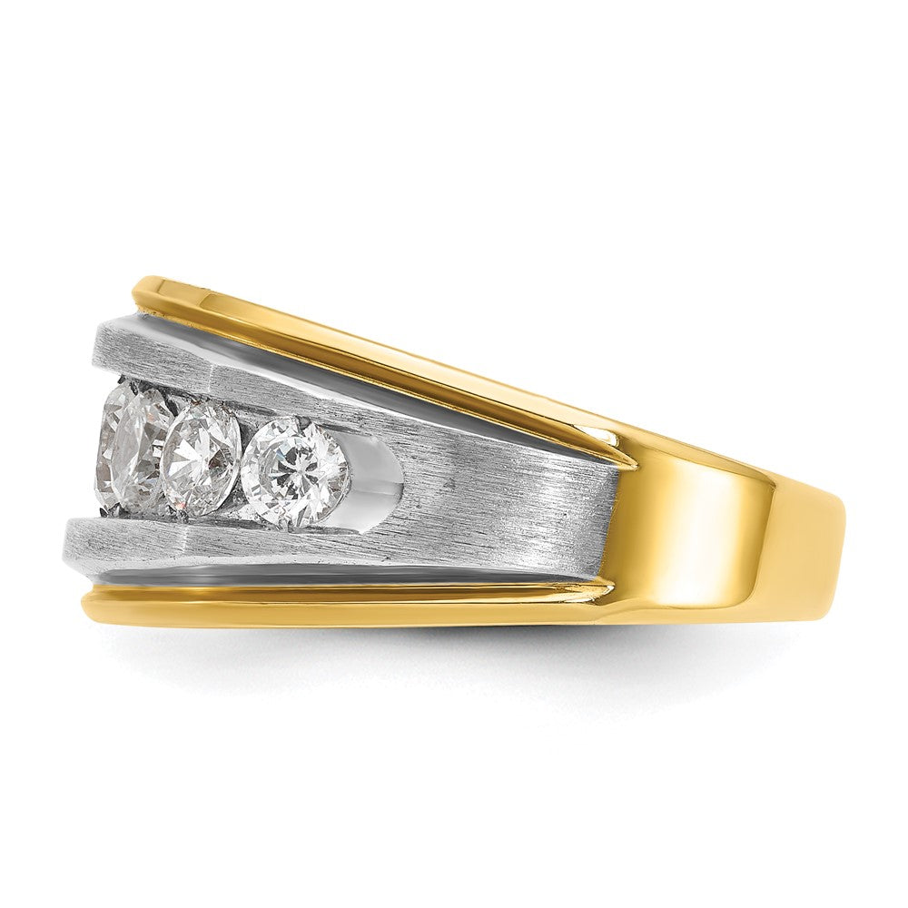 14k Yellow & Rhodium with White 2 Ct. Lab Grown Diamond VS/SI+ G+ Satin Men's Ring