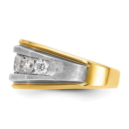 14k Yellow & Rhodium with White 2 Ct. Lab Grown Diamond VS/SI+ G+ Satin Men's Ring