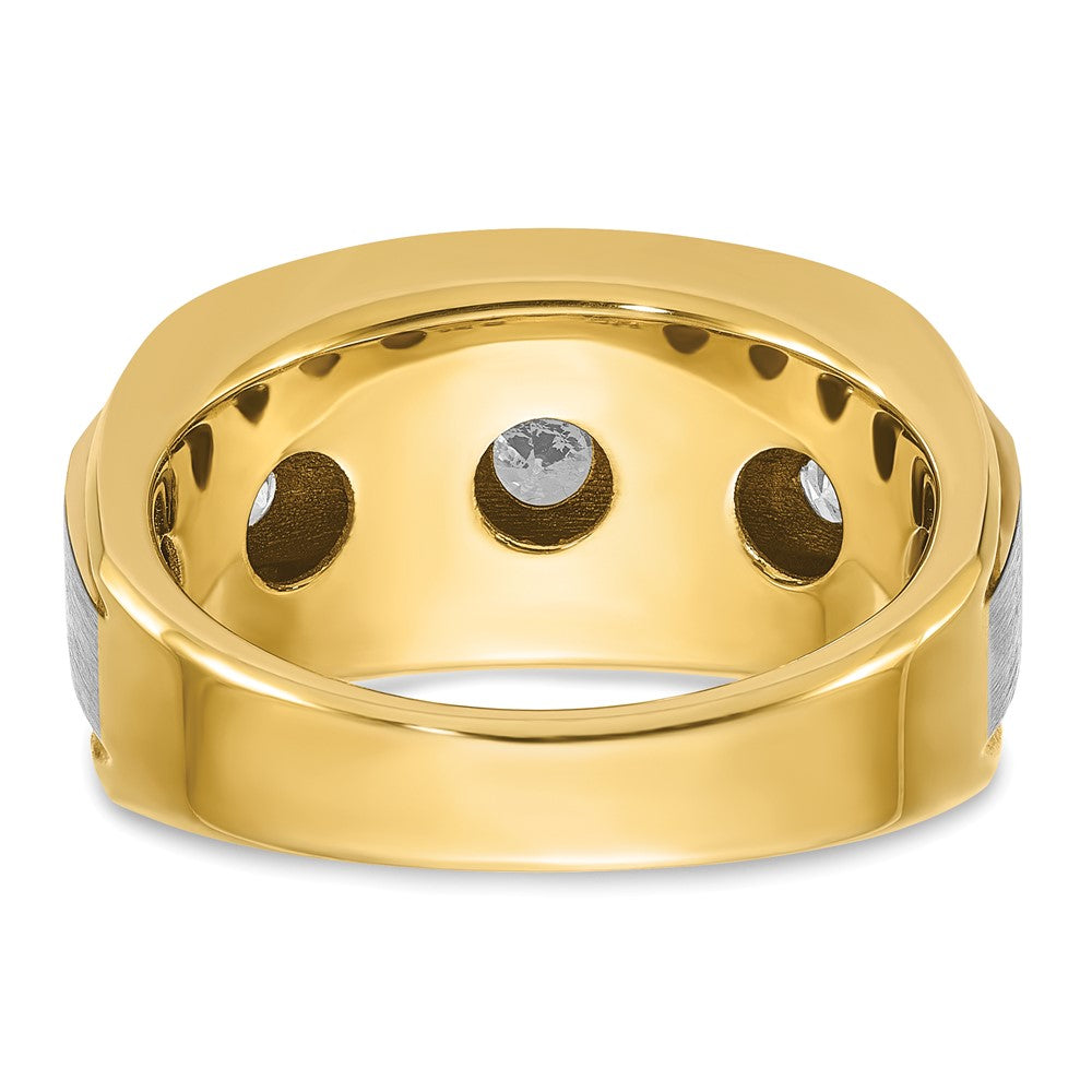 14k Yellow & Rhodium with White 2 Ct. Lab Grown Diamond VS/SI+ G+ Satin Men's Ring